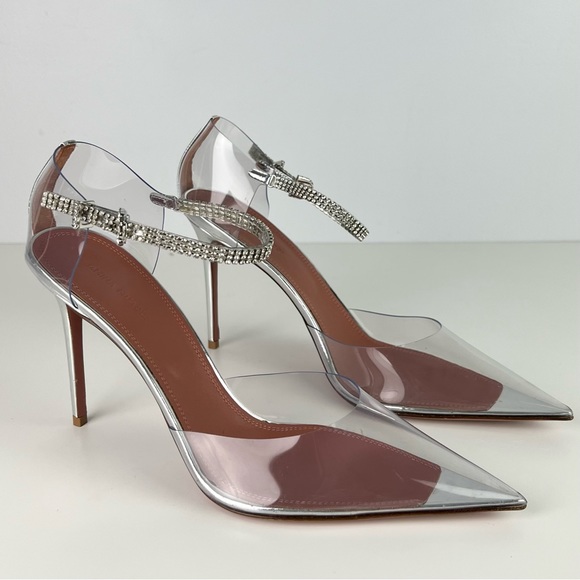 NEW AMINA MUADDI CRYSTAL-EMBELLISHED TRANSPARENT PUMPS - Picture 2 of 14